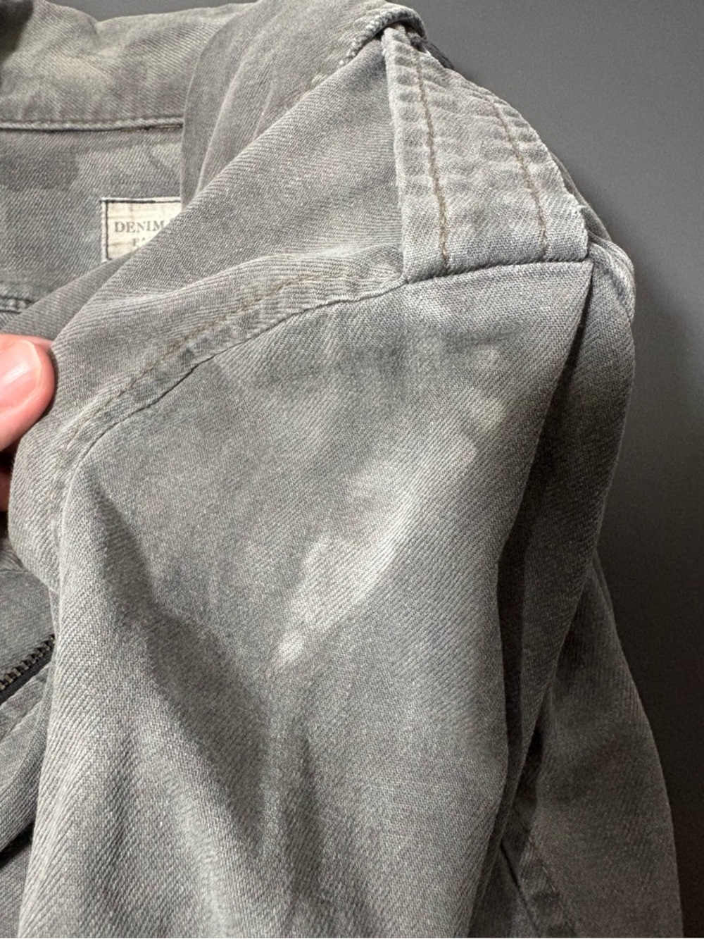 RALPH LAUREN DENIM & SUPPLY Washed Gray Moto Jacket with Buckle Belt - Picture 10 of 11